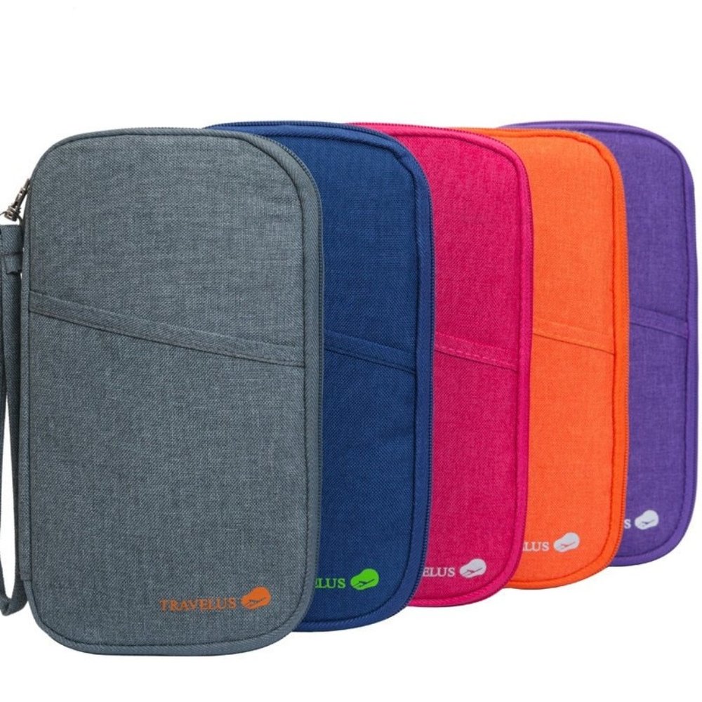 Family Travel Wallet RFID Document Organizer with Hand Strap
